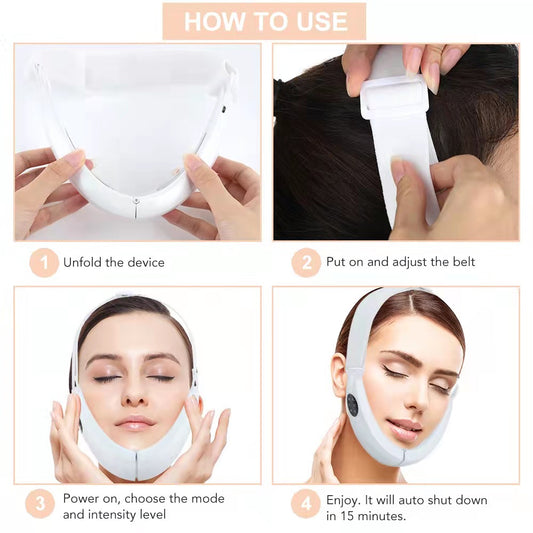 Electric V Shape Face Lifting Double Chin Reducer Ems Microcurrent Massager V Shape Face Lift Beauty Device - Treasure Box Fze LLC