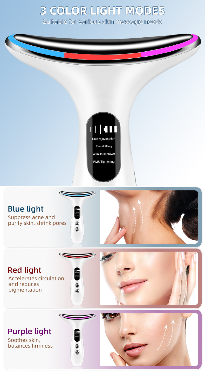 Facial Neck Lift Beauty Device RF EMS Led Photon Skin Care Anti-wrinkle Machine Face Neck Lifting Massager - Treasure Box Fze LLC