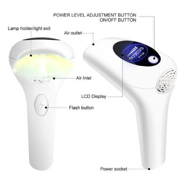 SOLARAE IPL Hair Removal Device for Women & Men 900000 Flash Laser Hair Removal Systems Whole Body Hair Removal Machines for Face Bikini Underarms Legs (White) - Treasure Box Fze LLC