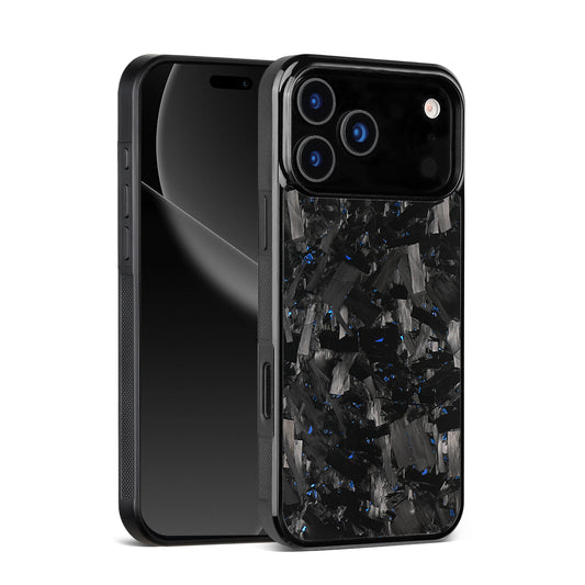 Forged Carbon Fiber iPhone 17 ProMax – Black Crystal Design with Blue Highlights | Shockproof | Slim Protective Cover | Drop-Resistant & Anti-Scratch Phone Case