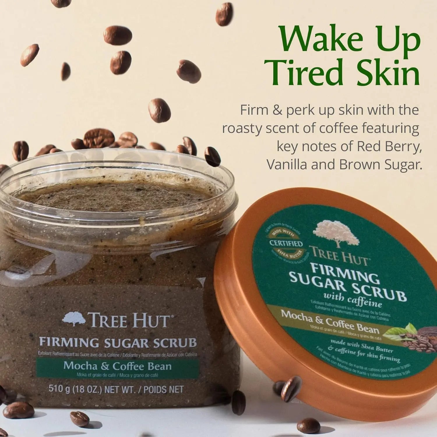Tree Hut Sugar Scrub Mocha & Coffee Bean, 18oz, Ultra Hydrating and Exfoliating Scrub for Nourishing Essential Body Care Treasure Box Fze LLC