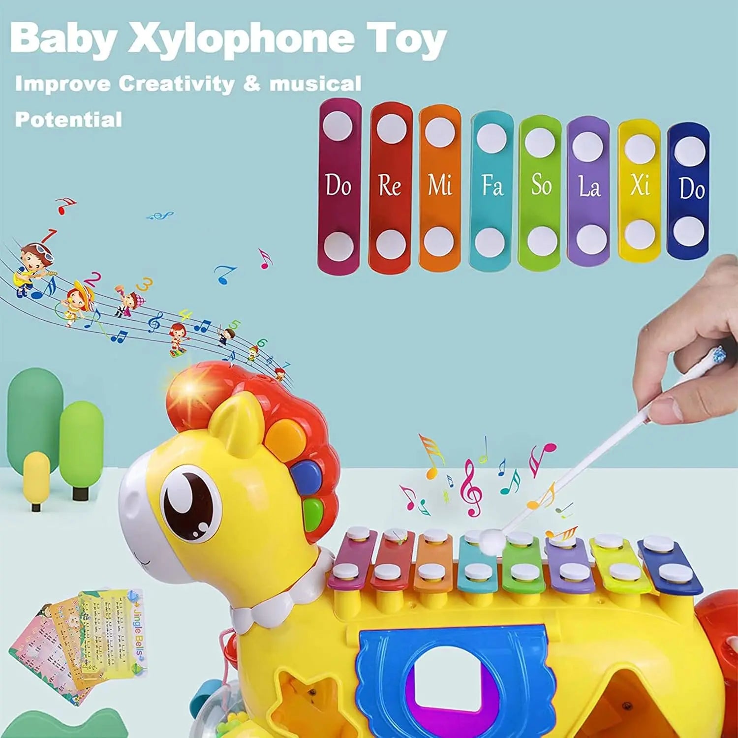 STOTOY Baby Musical Toys for 12-18 Months - Cute Pony with Xylophone Treasure Box Fze LLC