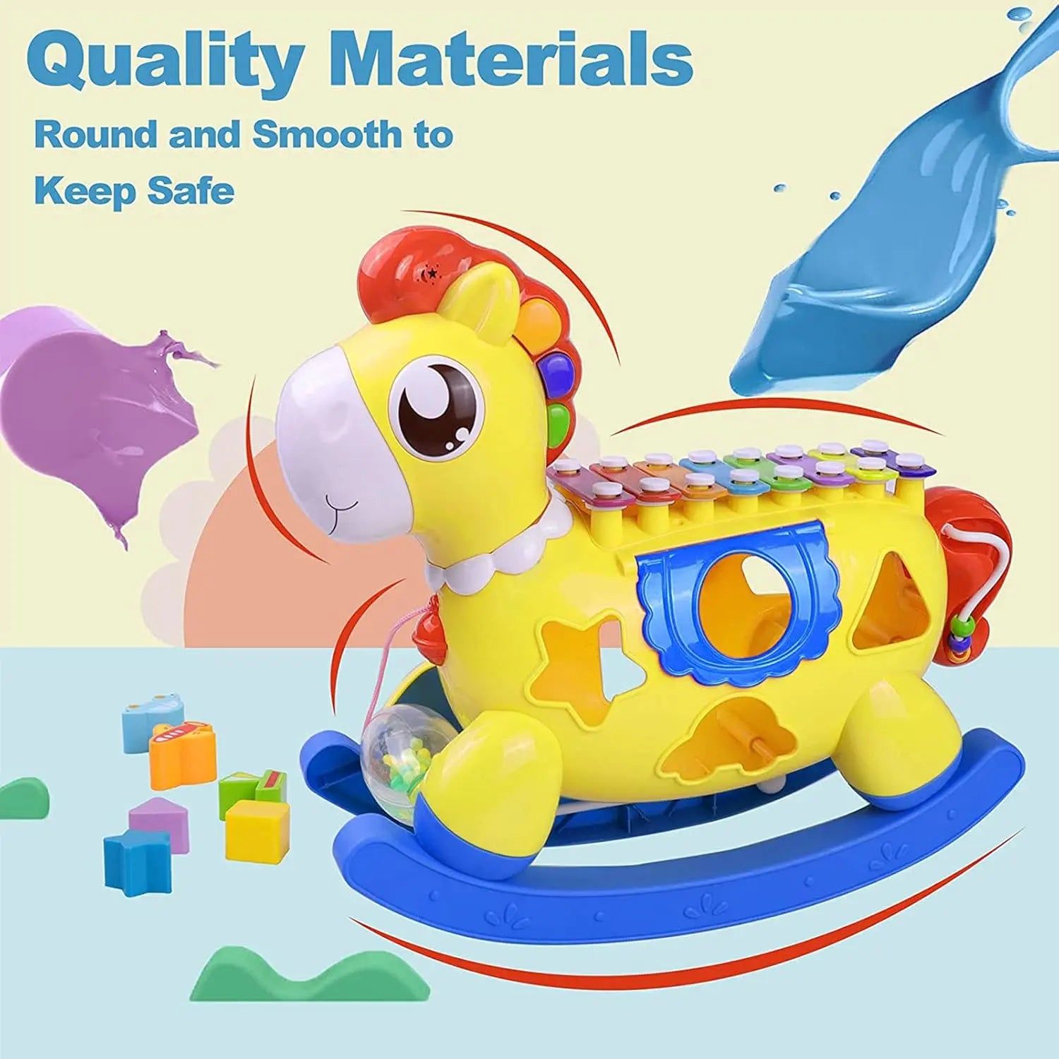 STOTOY Baby Musical Toys for 12-18 Months - Cute Pony with Xylophone Treasure Box Fze LLC