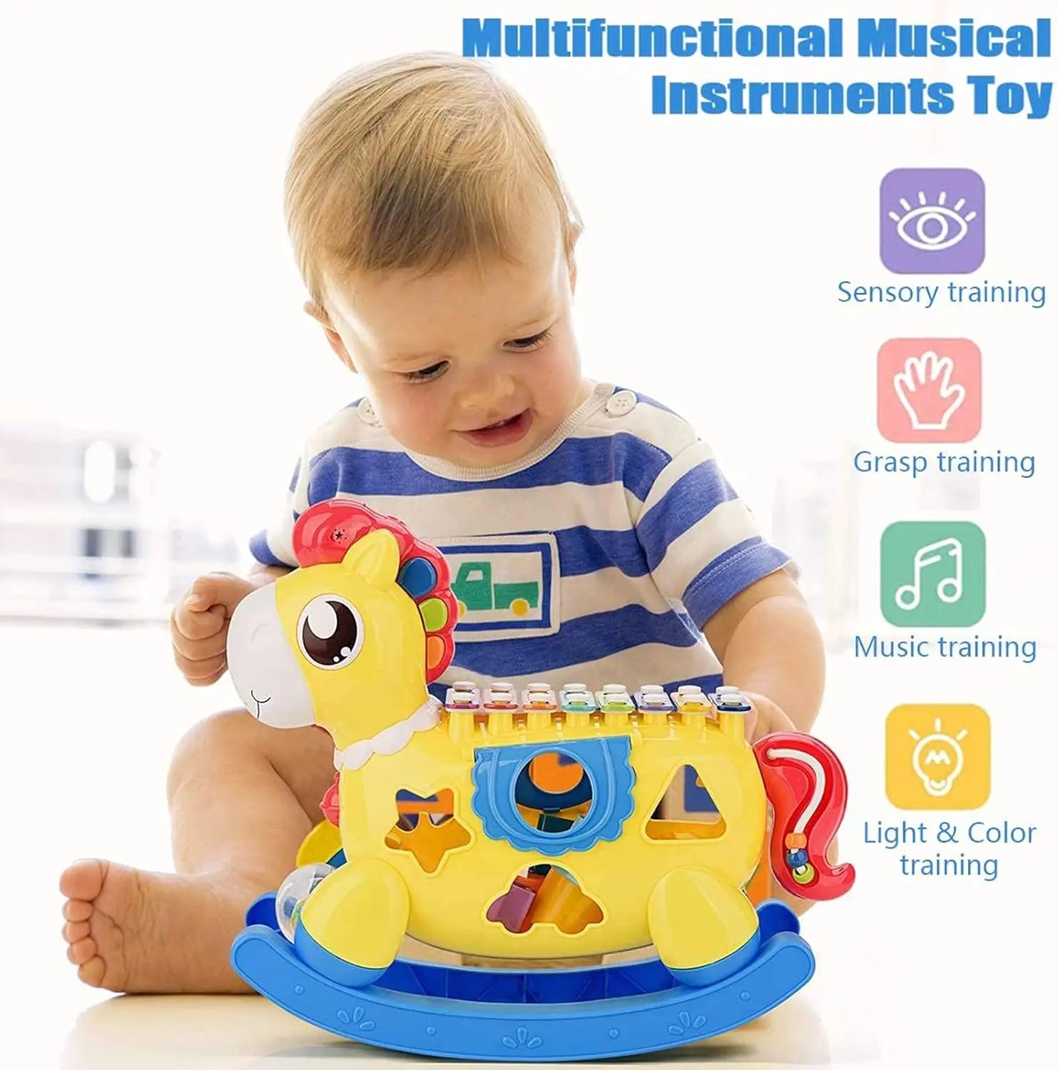 STOTOY Baby Musical Toys for 12-18 Months - Cute Pony with Xylophone Treasure Box Fze LLC