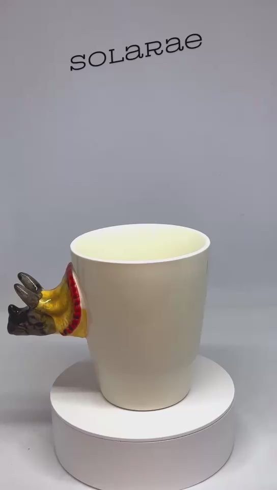 SOLARAE Ceramic 3D Coffee Mug, Hand-Painted Mug Cute Animal Tea Mugs (TRICERATOPS)