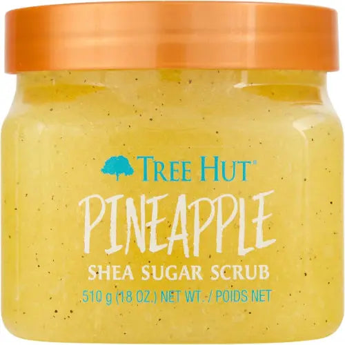 Tree Hut Shea Sugar Body Scrub, Pineapple,18oz, With Single Fragrance-Free Makeup Remover Cleansing Towelettes Treasure Box Fze LLC